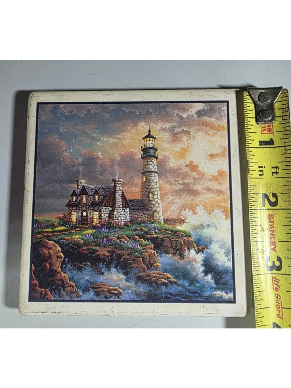Lighthouse Coasters Set Of 3 Ceramic Cork Backing beachcore ocean nautical